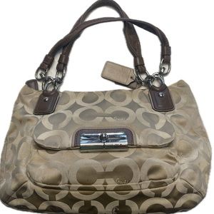Vintage - Coach - Women’s Handbag/Purse - Iconic Coach Fabric Outer - Tan